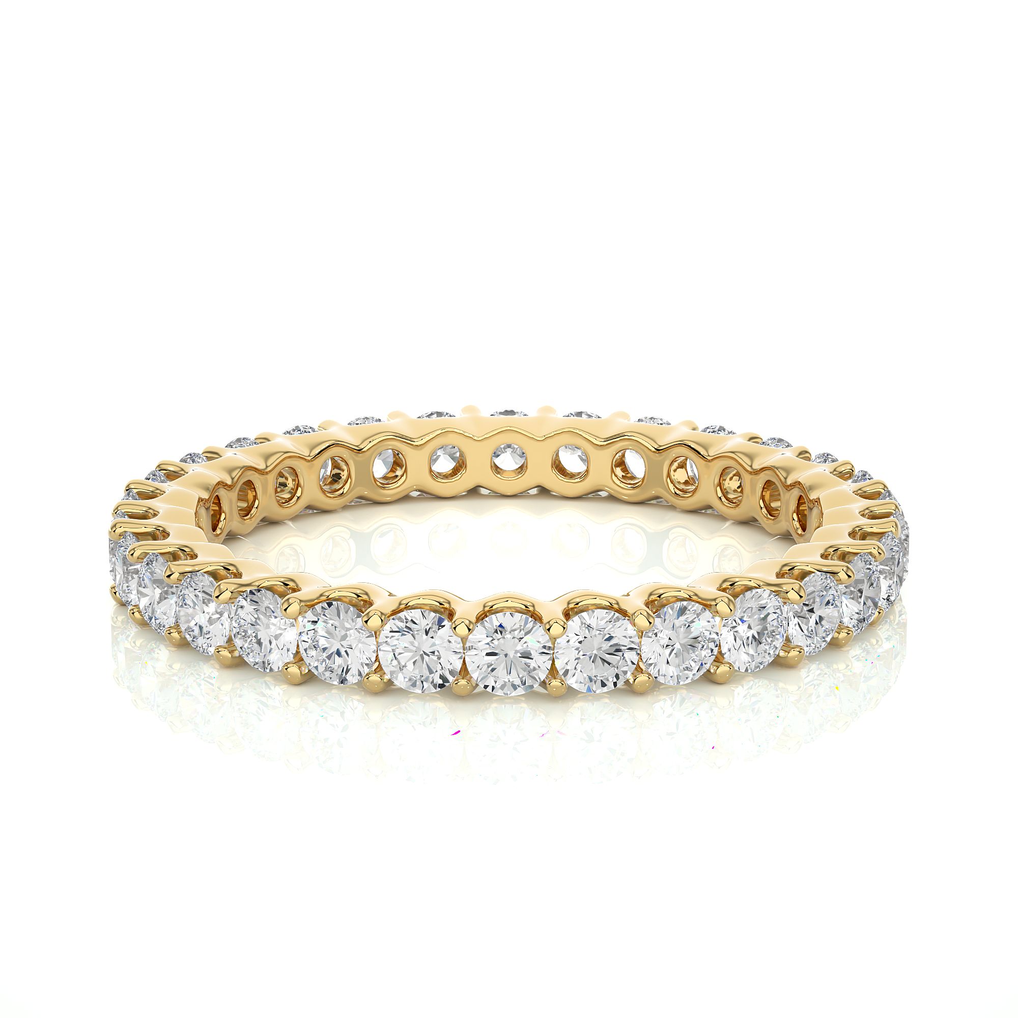 1.20 Ct Round Cut Prong Set Lab Diamond Eternity Wedding Band In White Gold Yellow