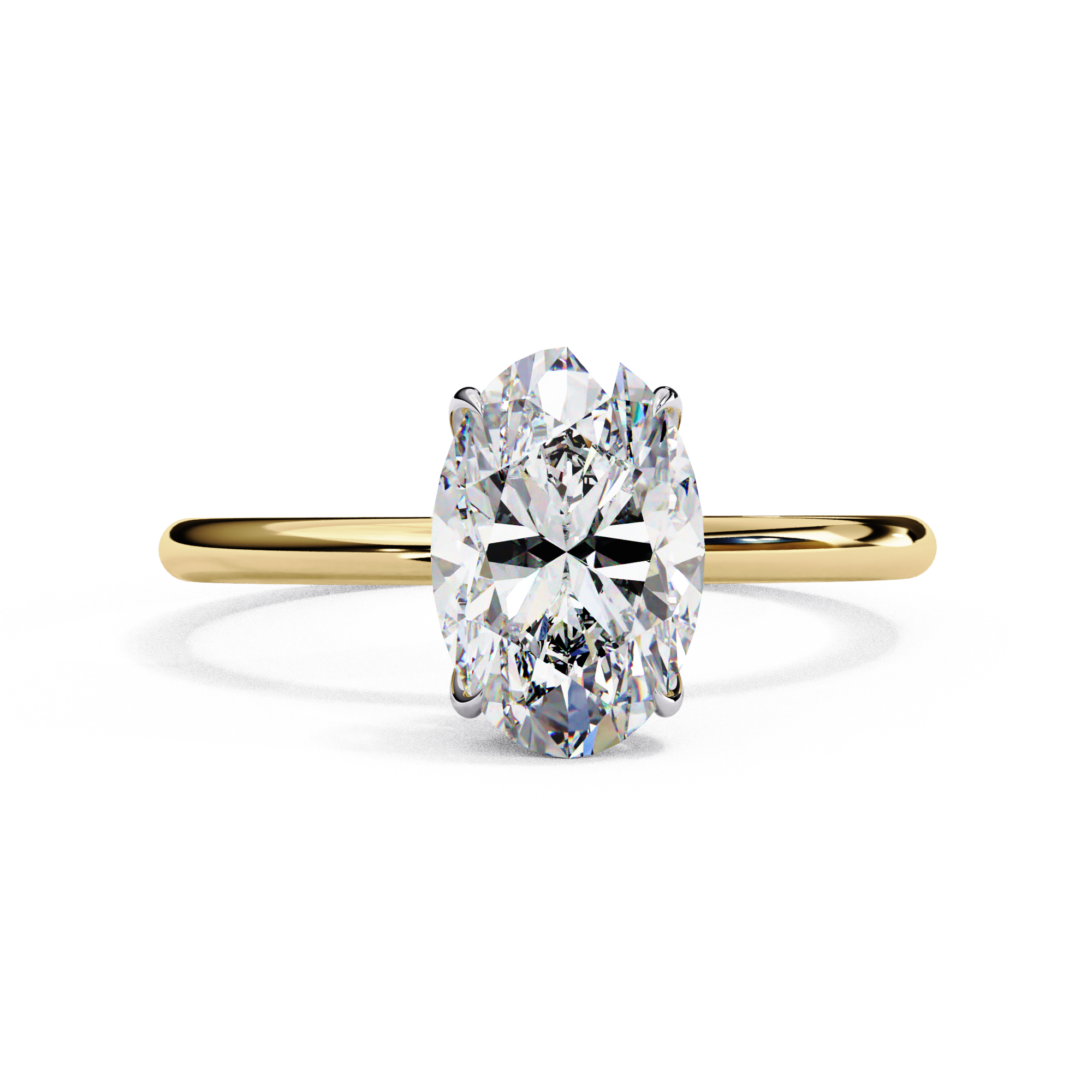 1.20 Carat Oval Cut Dual Tone Solitaire Engagement Ring 18K Yellow Gold