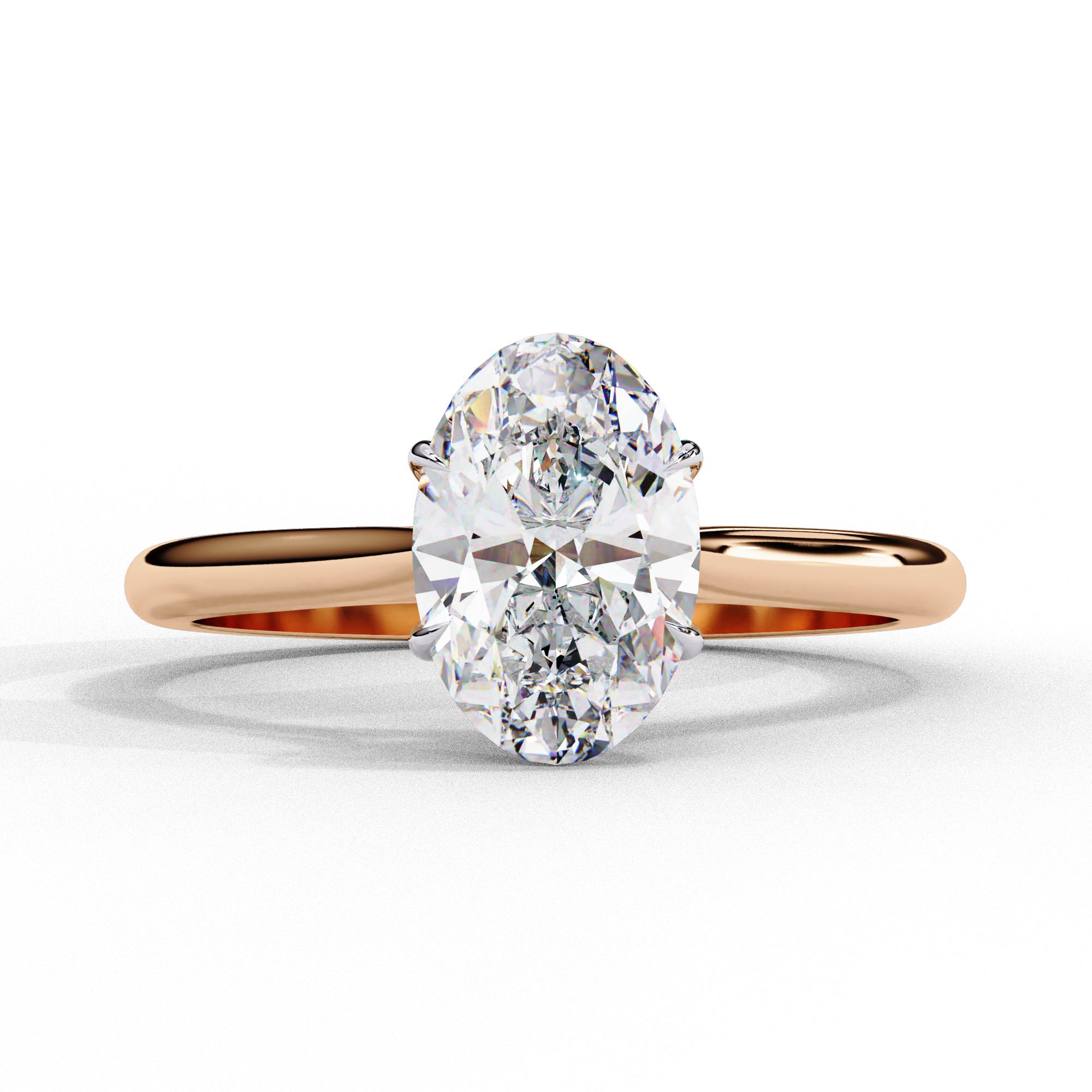 2 Carat Oval Shaped Lab Diamond Solitaire Engagement Ring 18K Rose Gold