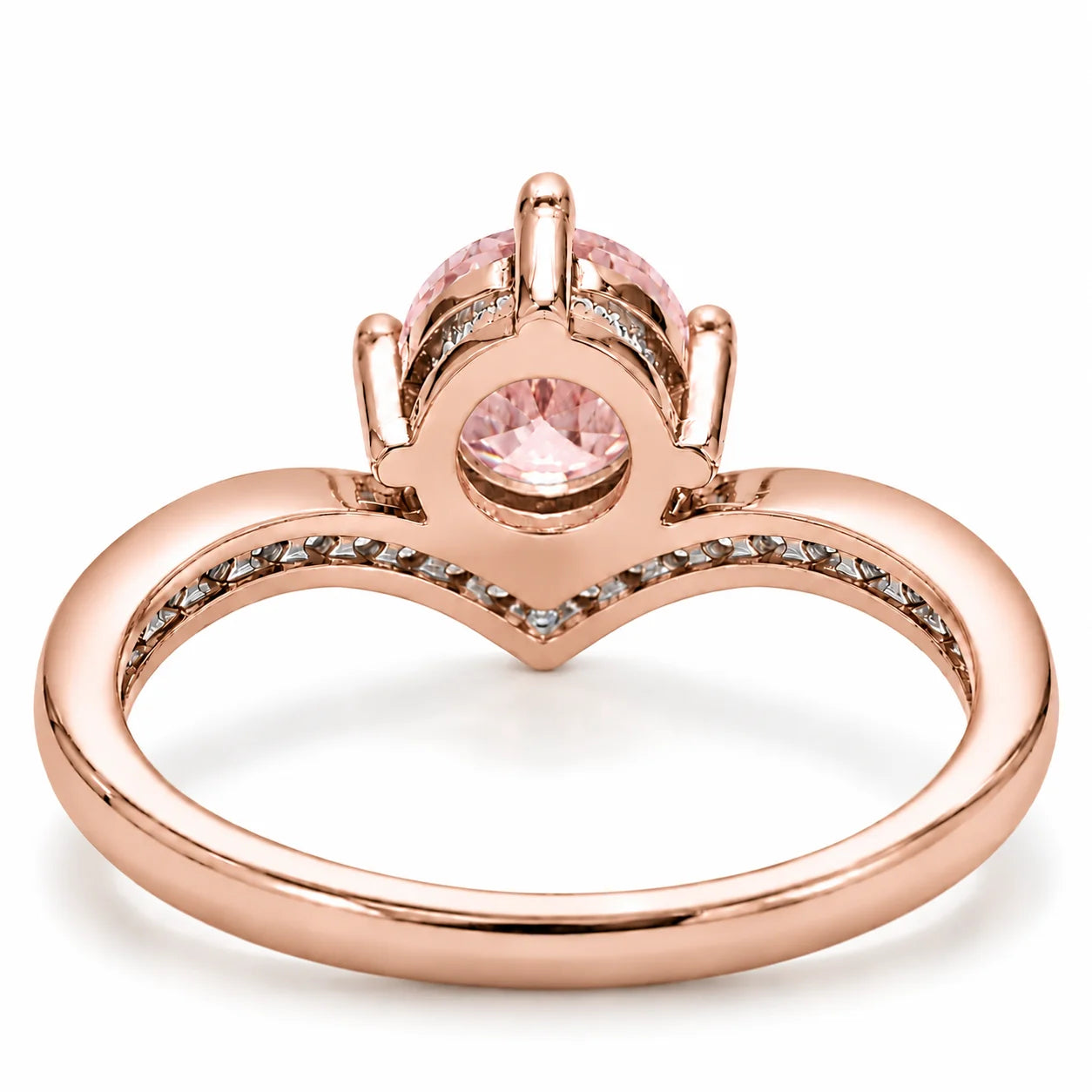 1.21 Carat Fancy Pink Round Cut Diamond Curve Ring