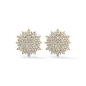 1.24 Carat Diamond Earrings Studs in White Gold Floral Design 18K Yellow Gold Natural Diamond
