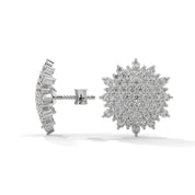 1.24 Carat Diamond Earrings Studs in White Gold Floral Design