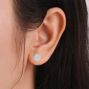 1.24 Carat Diamond Earrings Studs in White Gold Floral Design