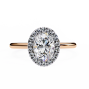Oval Cut Halo Lab Grown Diamond Ring With Sleek Band 18K Rose Gold Lab Diamond Engagement Rings