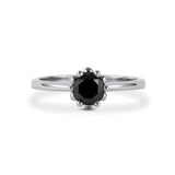 1.25 Ct Round Cut Solitaire Black Diamond Ring