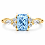 Front view of 1.34 Carat Radiant Cut Diamond Ring with Marquise and Round Diamonds