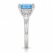 side view of 1.34 Carat Radiant Cut Diamond Ring with Marquise and Round Diamonds