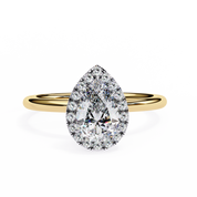 2.19 Carat Pear Cut Halo Lab Grown Diamond Engagement Ring 18K Yellow Gold