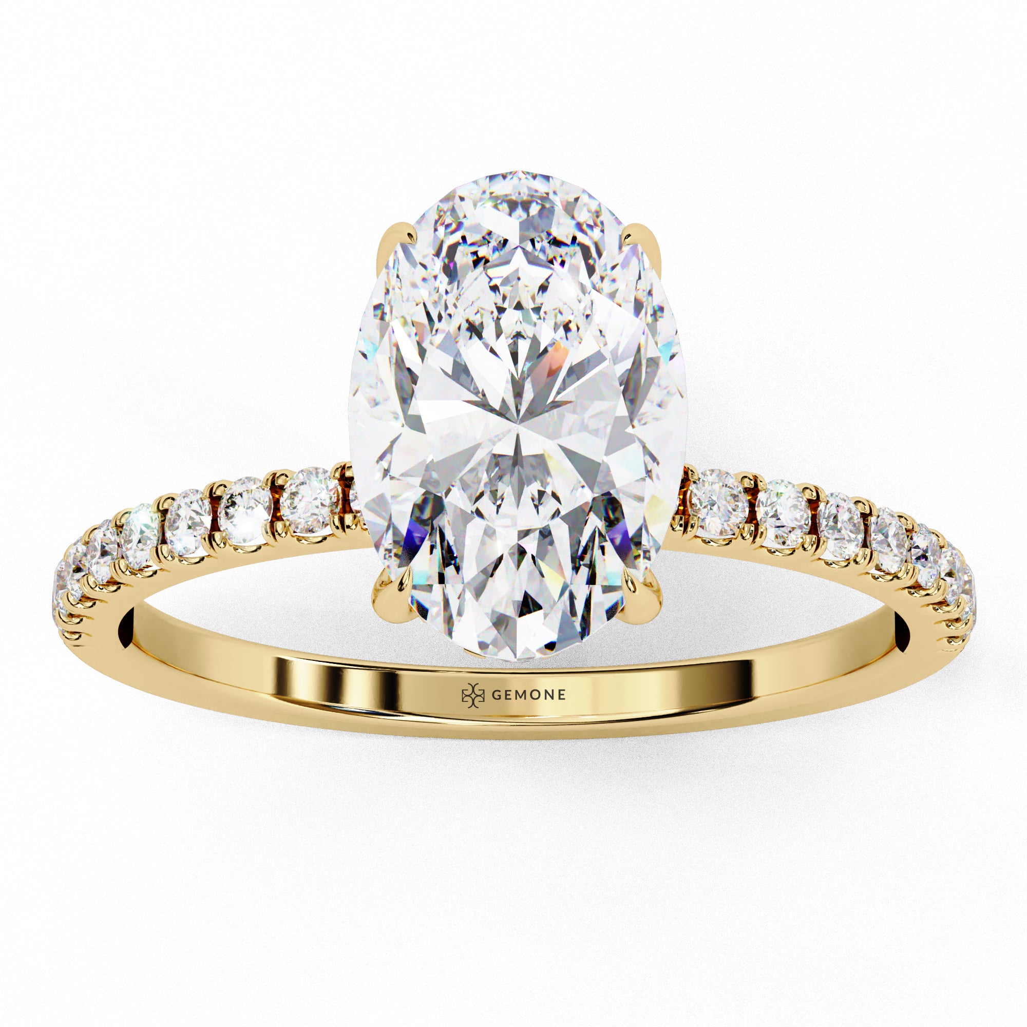 Oval Lab Diamond Hidden Halo Engagement Ring