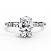 Oval Lab Diamond Hidden Halo Engagement Ring