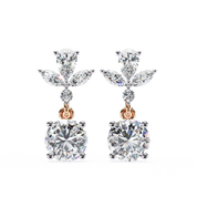 1.45 Carat Diamond Drop Earrings Floral Marquise Dangle Design 18K Rose Gold Natural Diamond