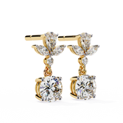 1.45 Carat Diamond Drop Earrings Floral Marquise Dangle Design