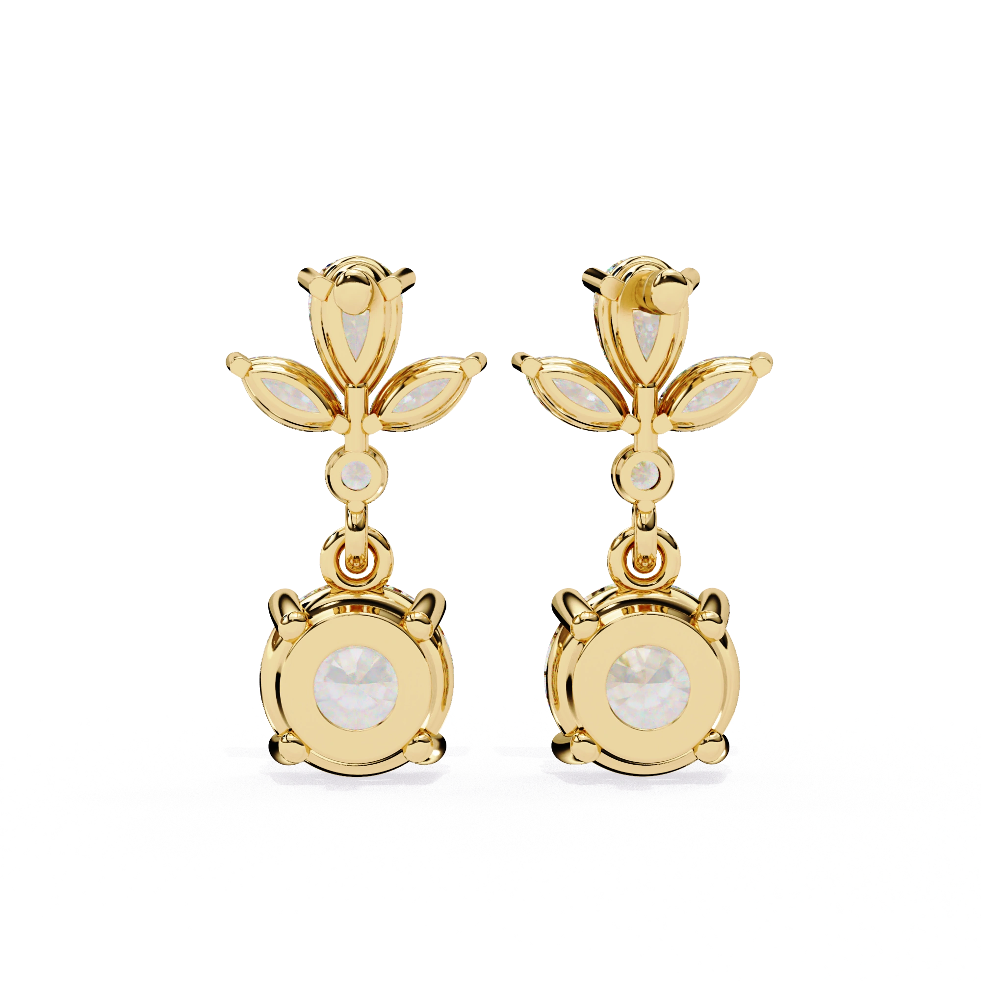 1.45 Carat Diamond Drop Earrings Floral Marquise Dangle Design