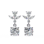 1.45 Carat Diamond Drop Earrings Floral Marquise Dangle Design 950 Platinum Natural Diamond