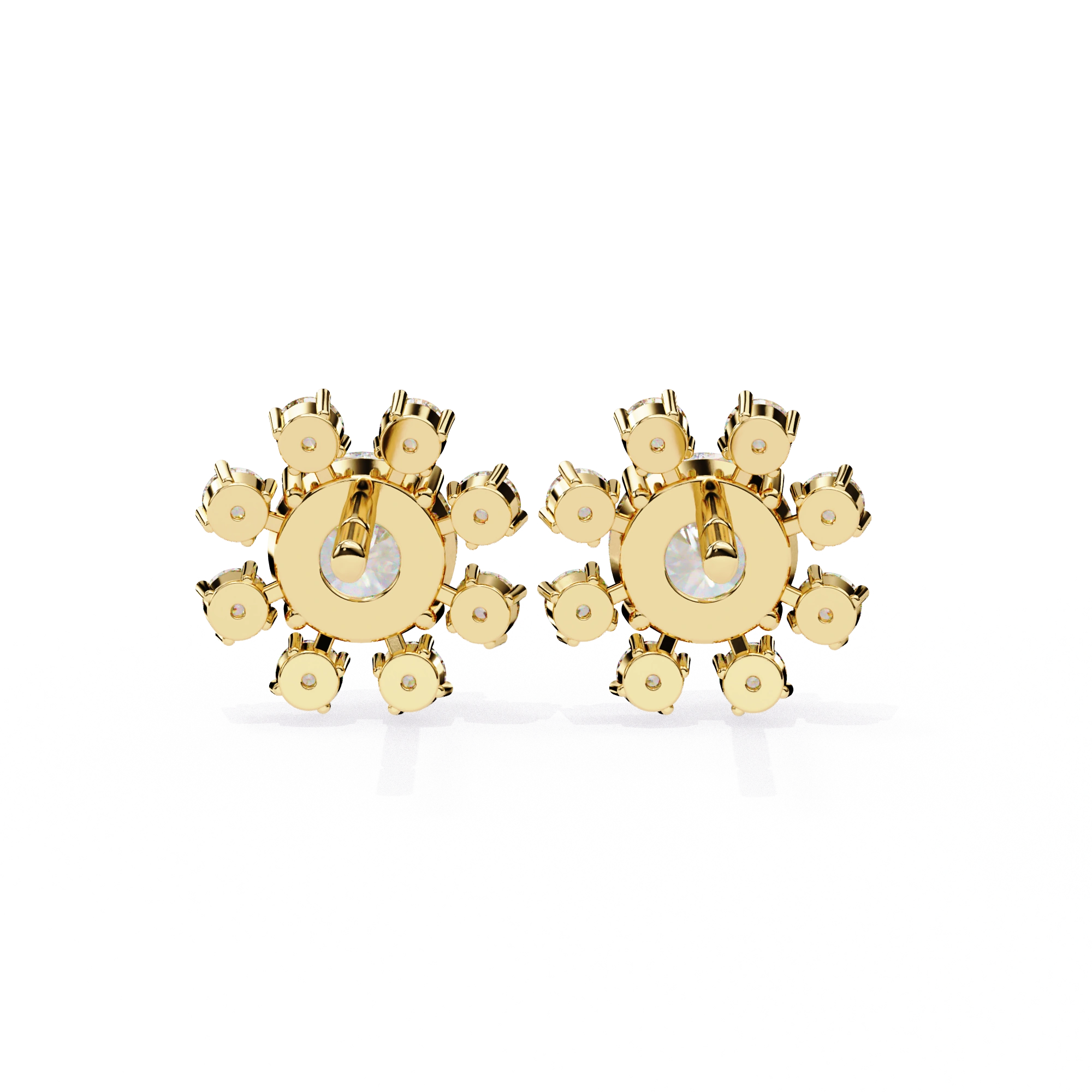 1.40 Carat Floral Cluster Diamond Stud Earrings Women's Round Center Stone