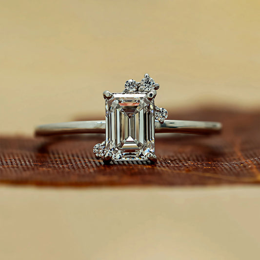 1.50 Carat Emerald Shape Five Stone Lab Diamond Ring