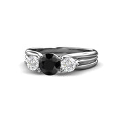 1.70 Carat Black Diamond Three Stone Engagement Ring Black Diamond Engagement Ring