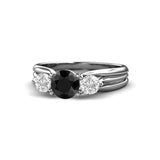 1.70 Carat Black Diamond Three Stone Engagement Ring