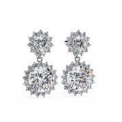 1.52 Carat Diamond Drop Earrings With Floral Cluster Design