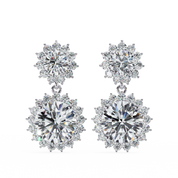 1.52 Carat Diamond Drop Earrings With Floral Cluster Design 950 Platinum Natural Diamond
