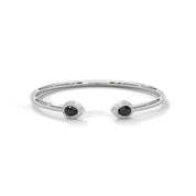 1.90 Ct Pear Shape Halo Black & White Diamond Bangle Bracelet