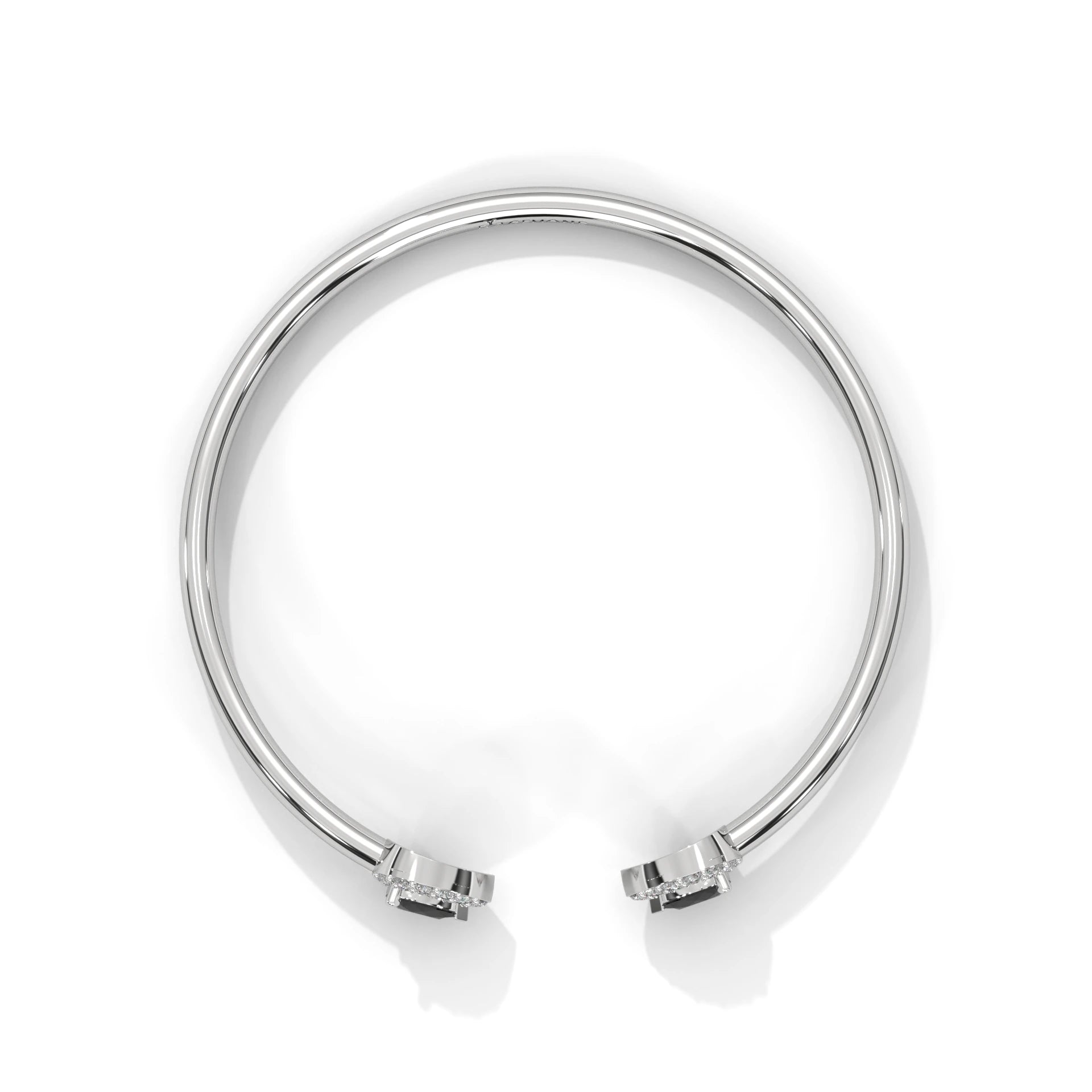 1.90 Ct Pear Shape Halo Black & White Diamond Bangle Bracelet