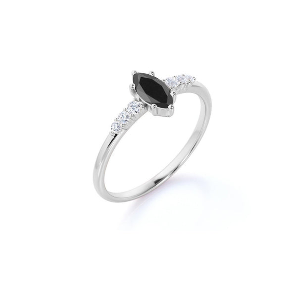 1.50 Ct Marquise Cut Black Diamond Engagement Ring Black Diamond Engagement Ring