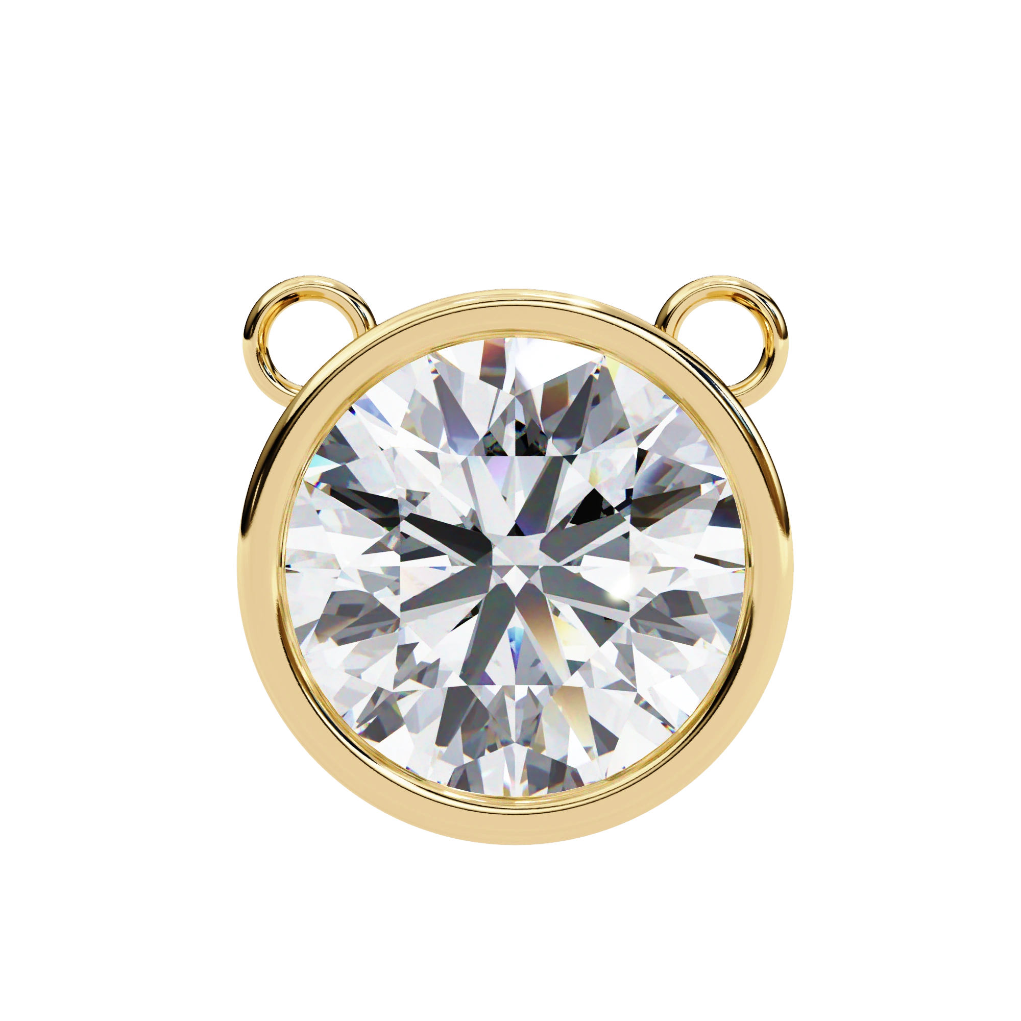1.50ct Round Cut Bezel Set Lab Diamond Necklace in Yellow Gold