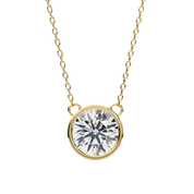 1.50ct Round Cut Bezel Set Lab Diamond Necklace in Yellow Gold Lab Diamond