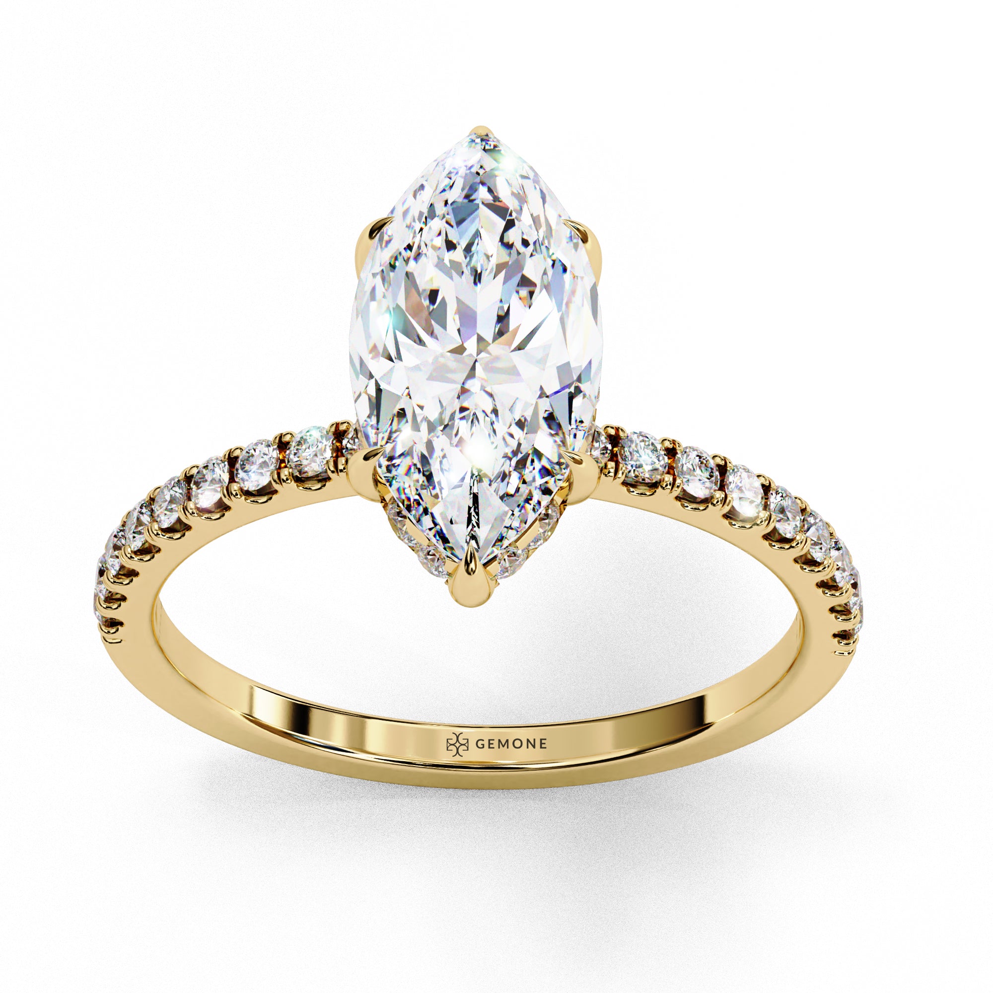 1.70 Ct Marquise Hidden Halo Lab Diamond Engagement Ring