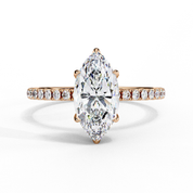 1.70 Ct Marquise Hidden Halo Lab Diamond Engagement Ring 18K Rose Gold