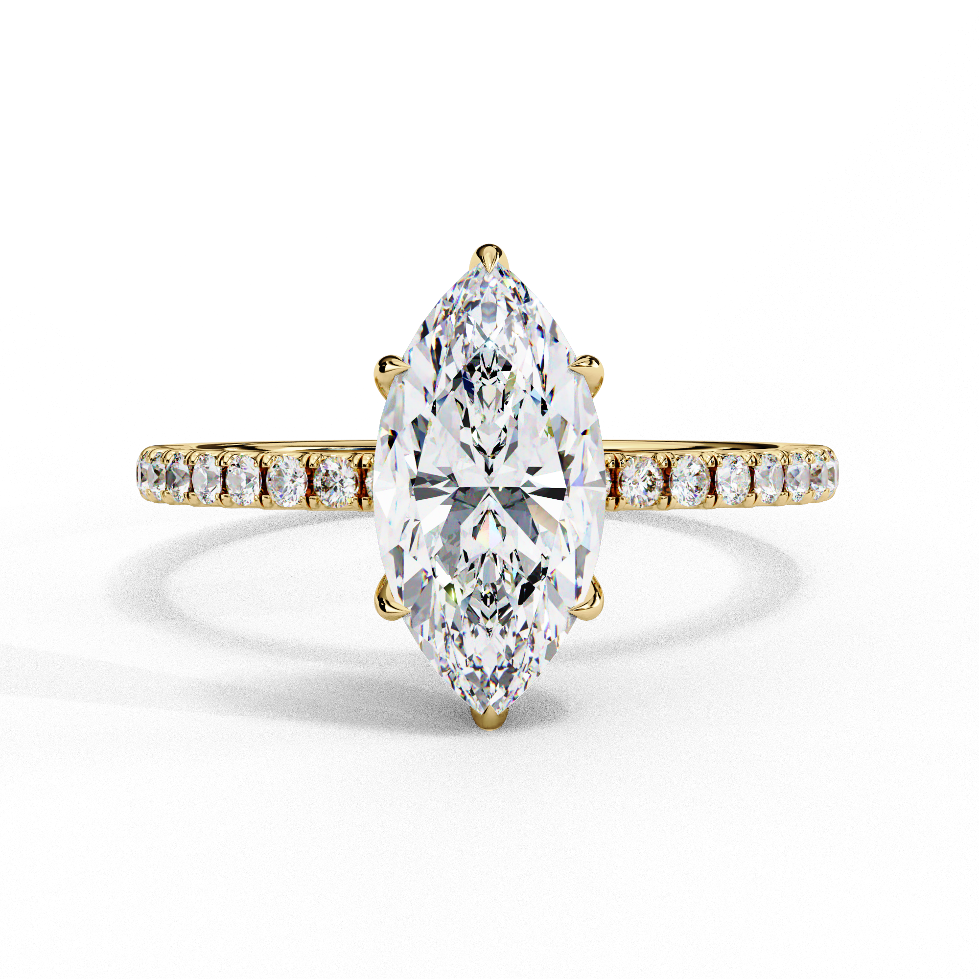 1.70 Ct Marquise Hidden Halo Lab Diamond Engagement Ring 18K Yellow Gold