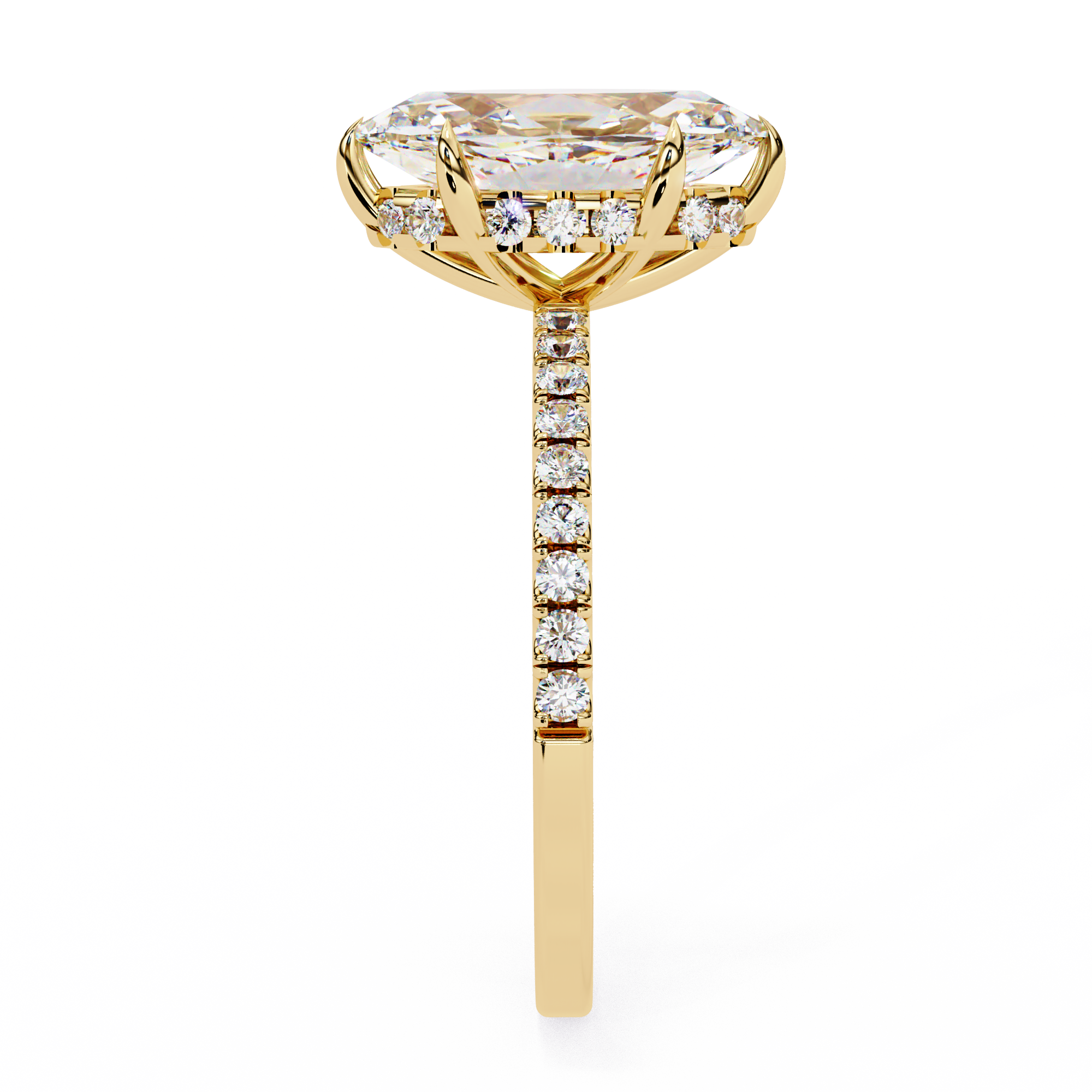 1.70 Ct Marquise Hidden Halo Lab Diamond Engagement Ring