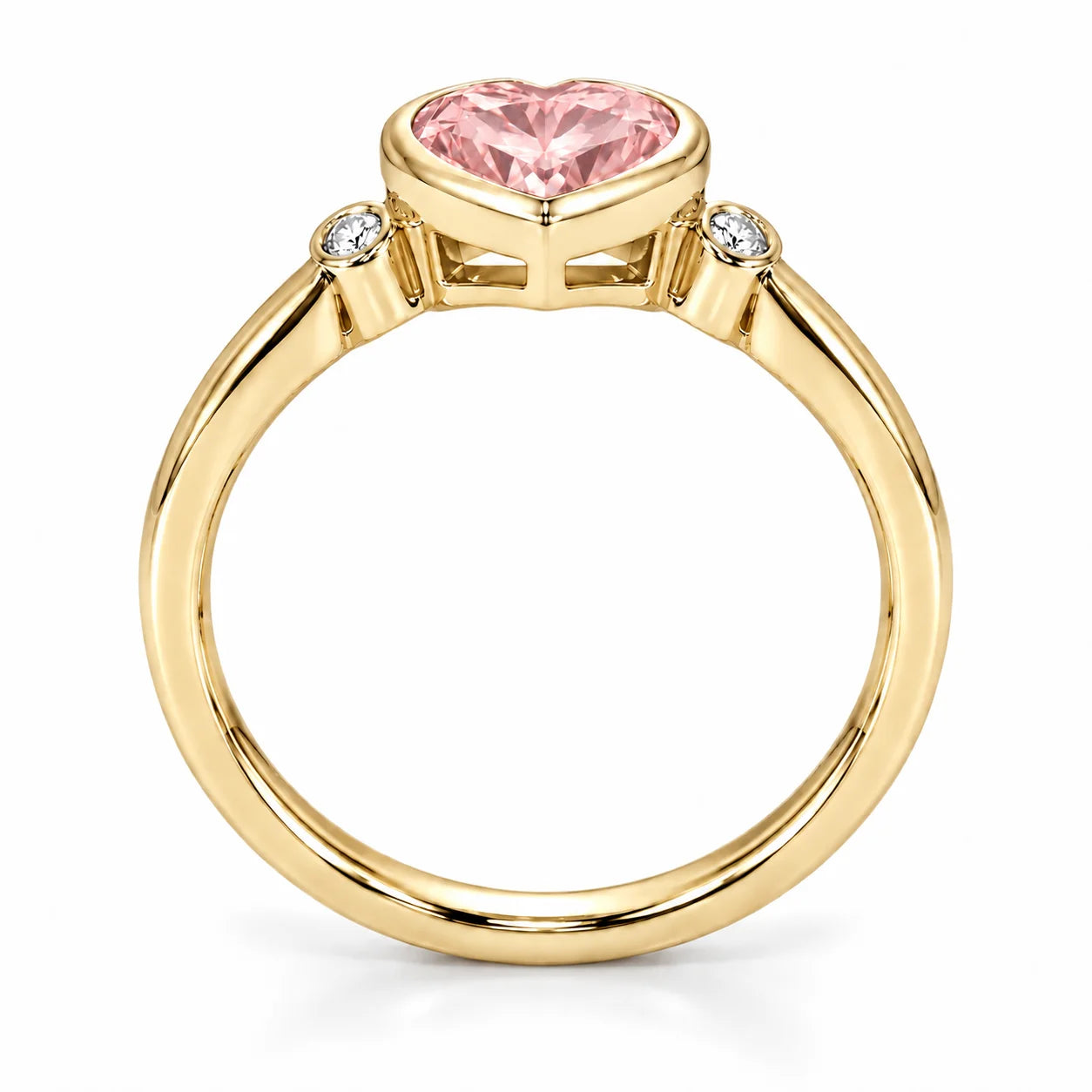 Metal View Of 1.72 Carat Fancy Pink Heart Cut 3 Stone Diamond Ring