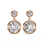 1.84 Carat Diamond Drop Earrings with Double Halo Design 18K Rose Gold Natural Diamond