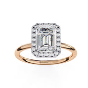Emerald Shaped Halo Lab Diamond Ring In Rose Gold