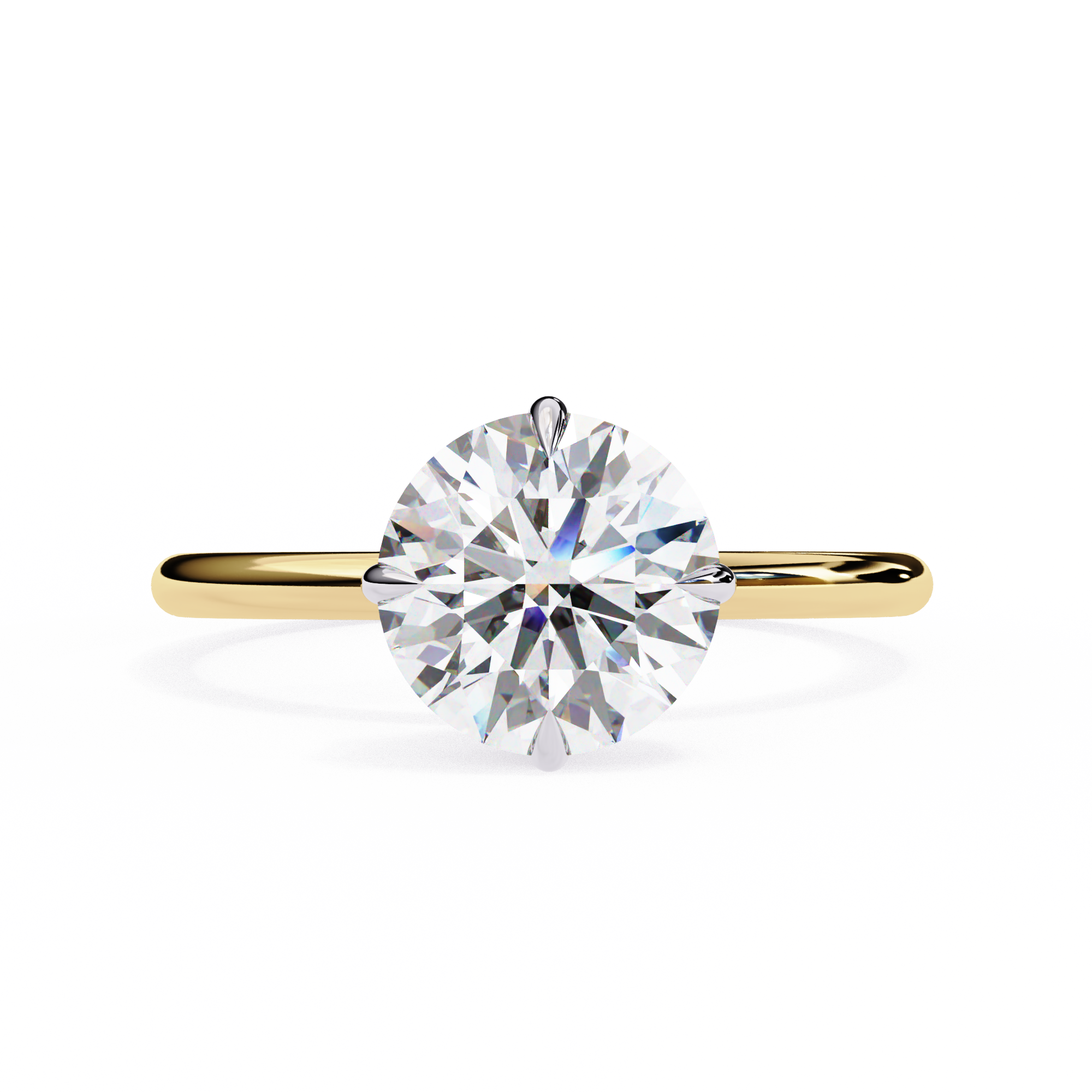 2 Ct Round Shape Solitaire Lab Diamond Engagement Ring 18K Yellow Gold Lab Diamond Engagement Rings