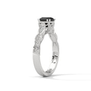 1.91 Ct Cushion Cut Black Diamond Engagement Ring with Side Diamonds