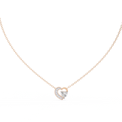 1 CT Heart Cut Lab Diamond Necklace In Pave Prong Setting 18K Rose Gold Natural Diamond