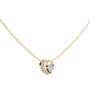 1 CT Heart Cut Lab Diamond Necklace In Pave Prong Setting