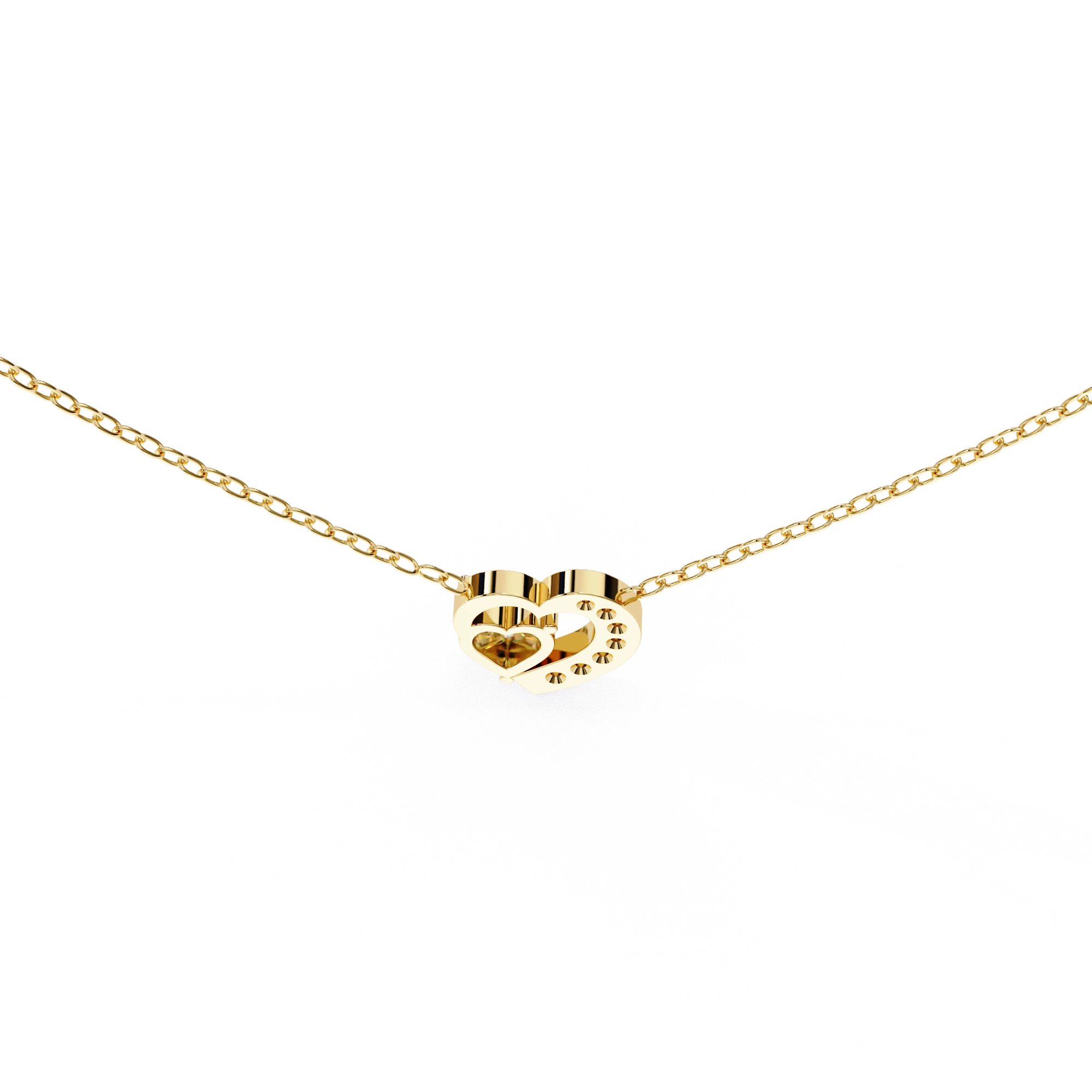 1 CT Heart Cut Lab Diamond Necklace In Pave Prong Setting
