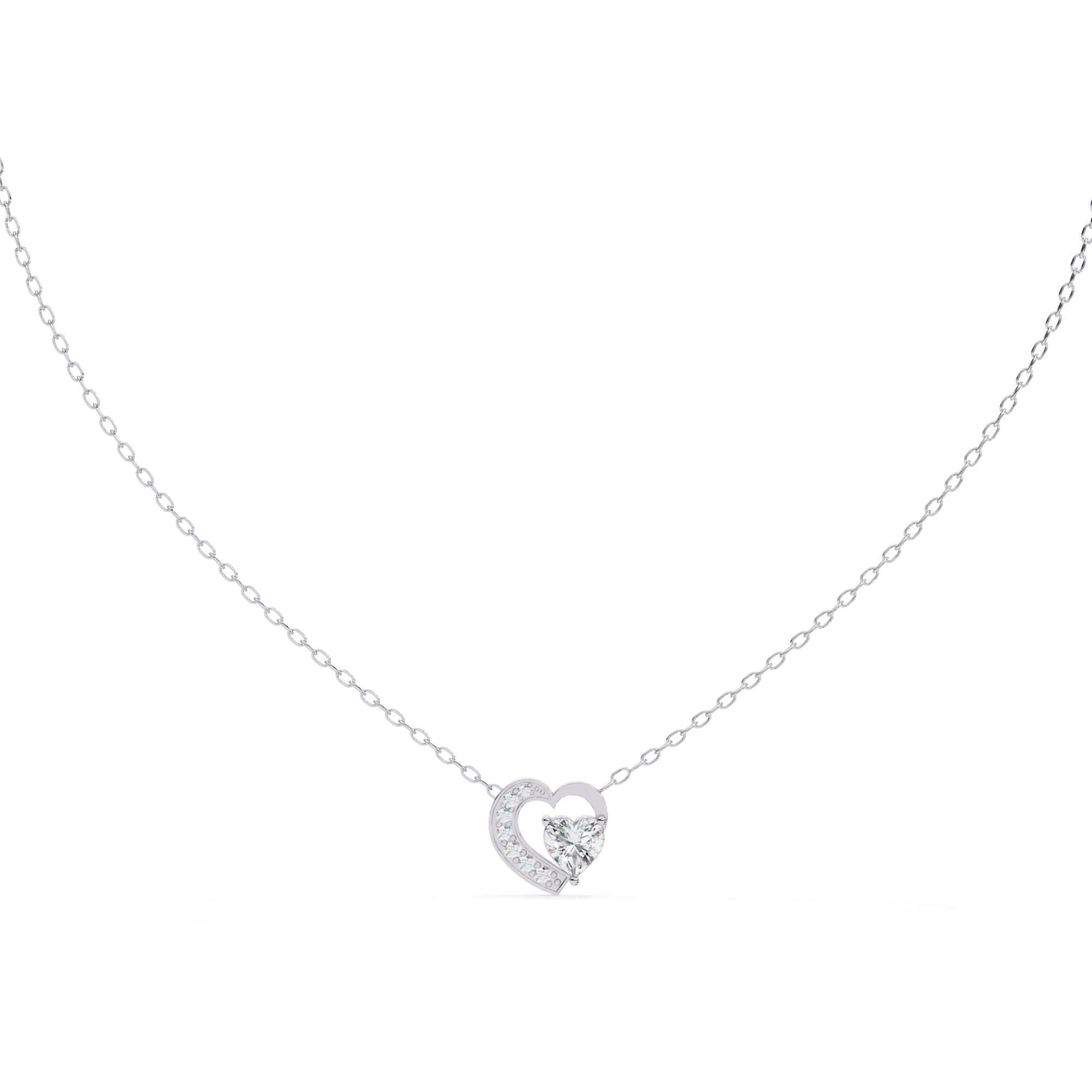 1 CT Heart Cut Lab Diamond Necklace In Pave Prong Setting 950 Platinum Natural Diamond