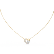 1 CT Heart Cut Lab Diamond Necklace In Pave Prong Setting 18K Yellow Gold Natural Diamond