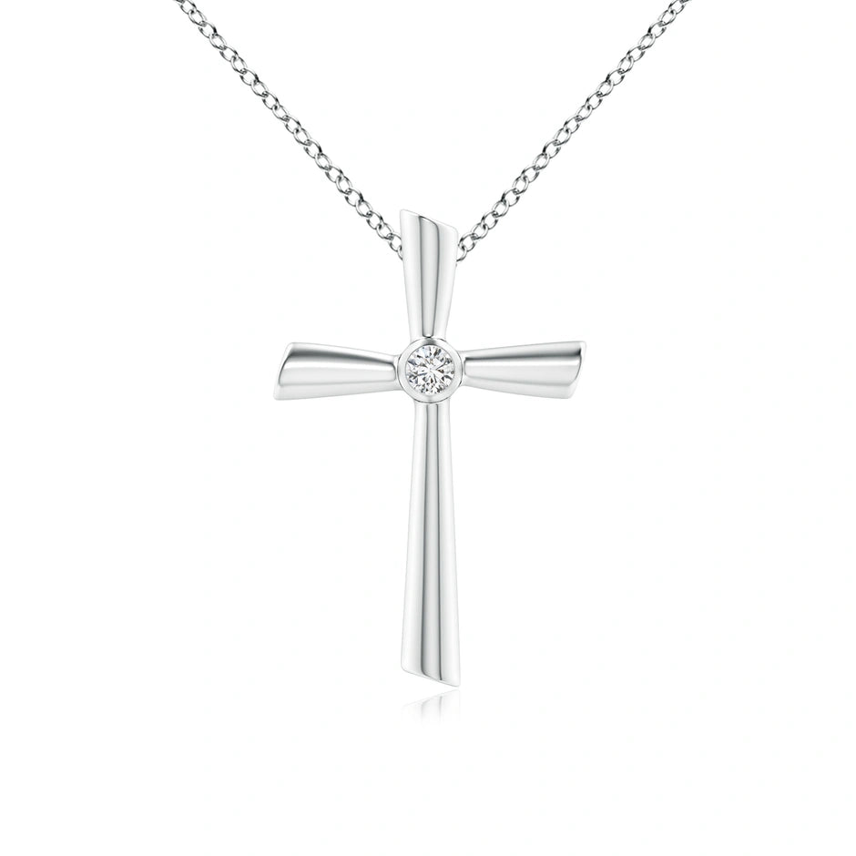 0.80 Carat Round Shape Cross Lab Diamond Pendent 950 Platinum Natural Diamond