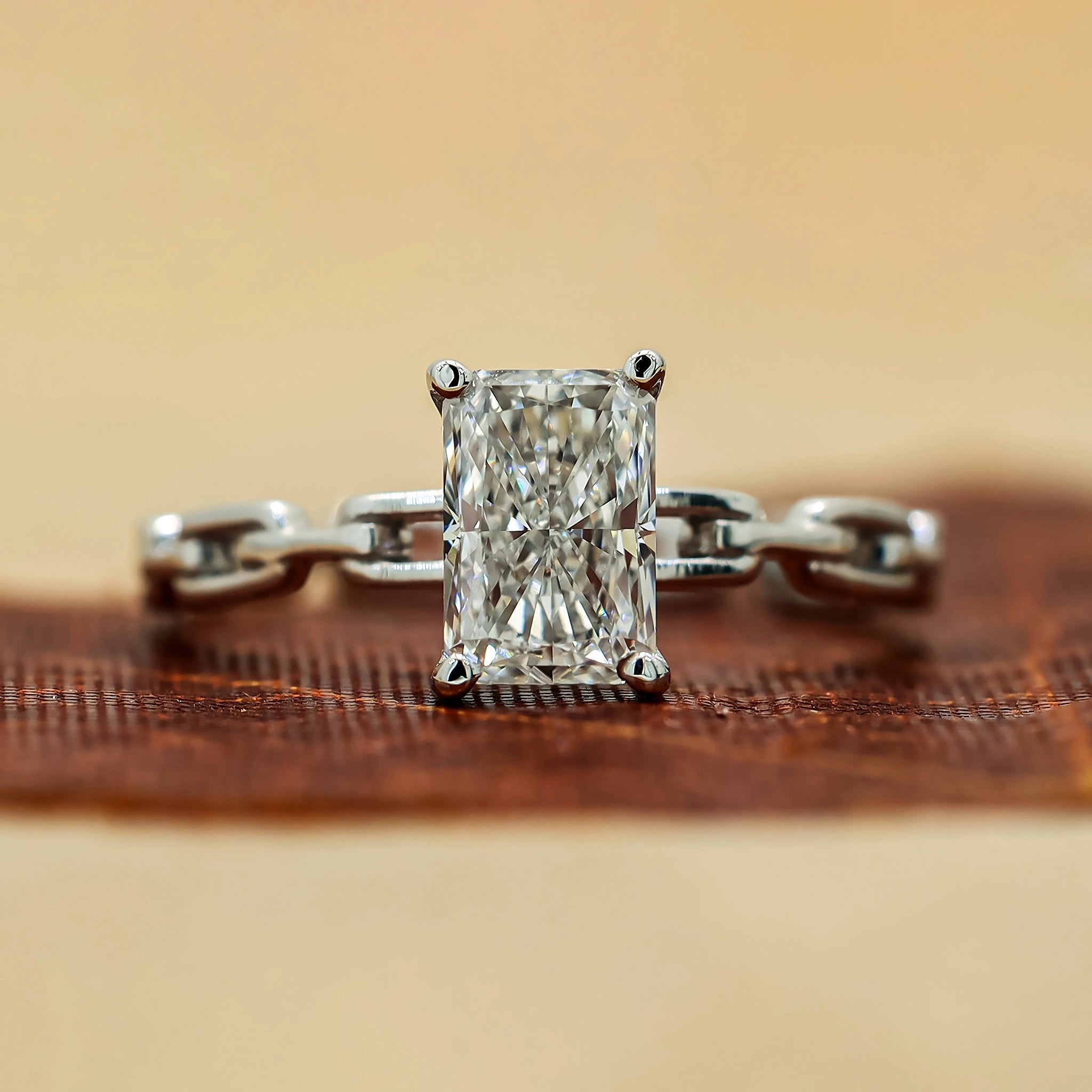1 Carat Radiant Cut Lab Grown Diamond Cuban Link Ring