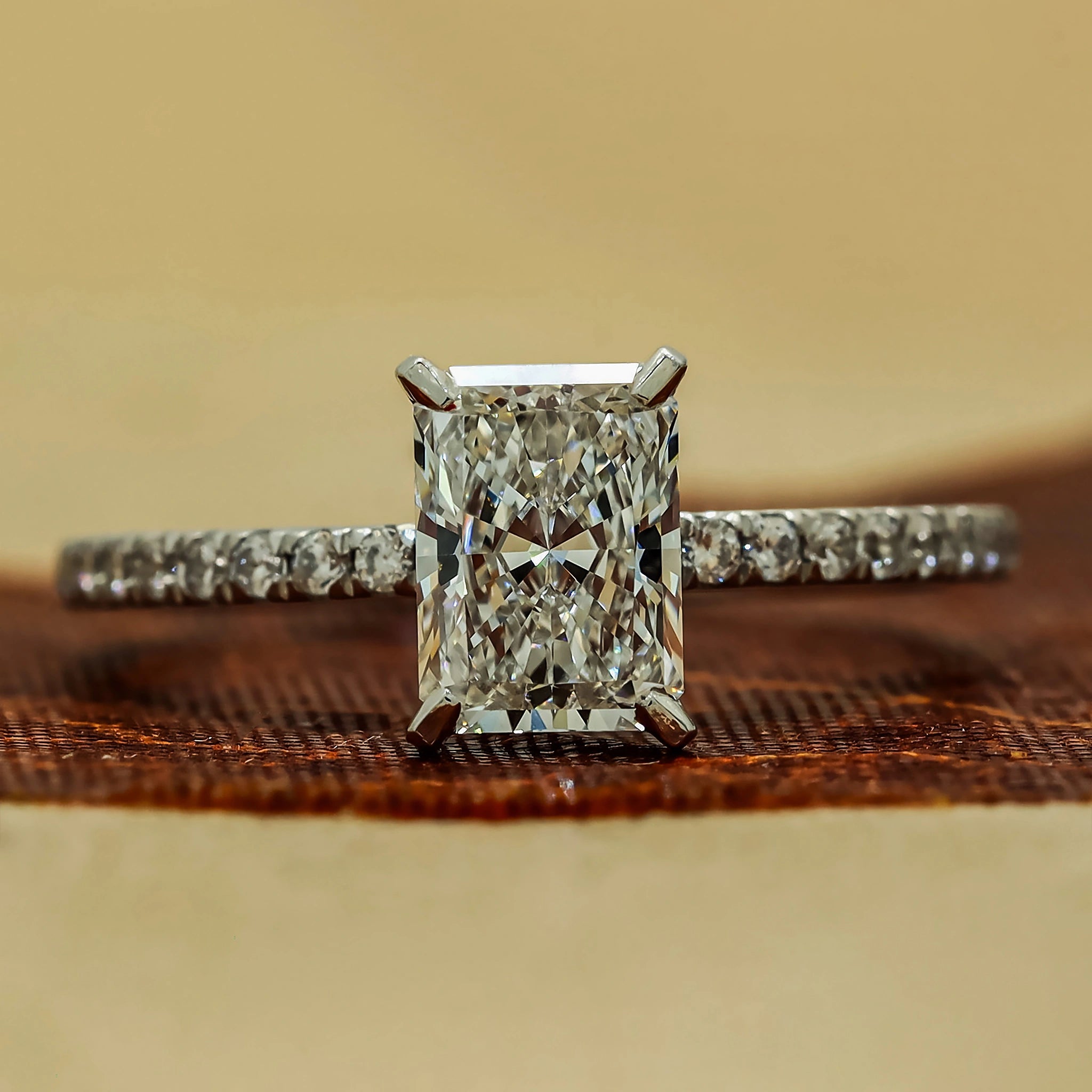 1.20 Carat Radiant Cut Lab Grown Diamonds Ring With Accents