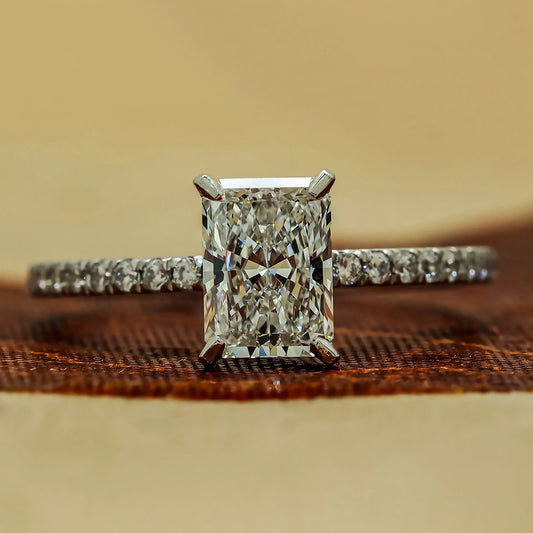 1 Carat Radiant Cut Lab Grown Diamonds Ring With Accents