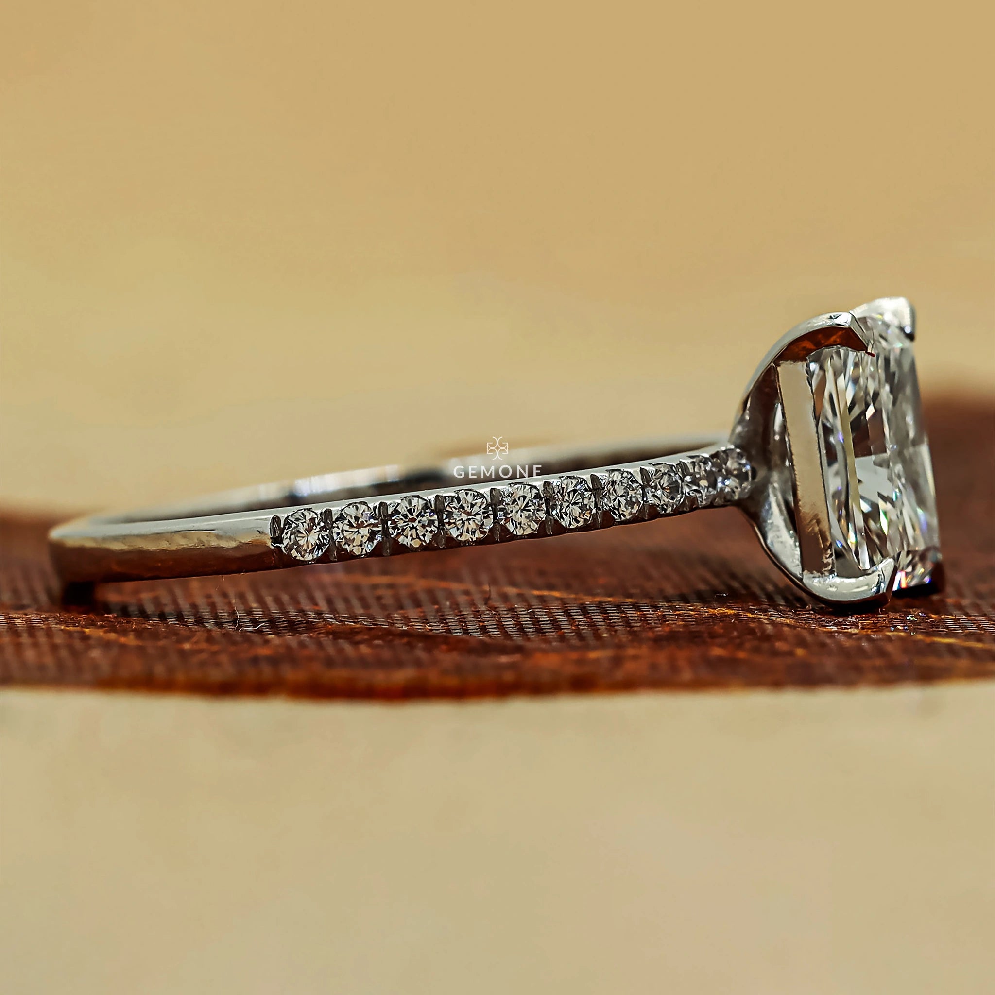 1.20 Carat Radiant Cut Lab Grown Diamonds Ring With Accents