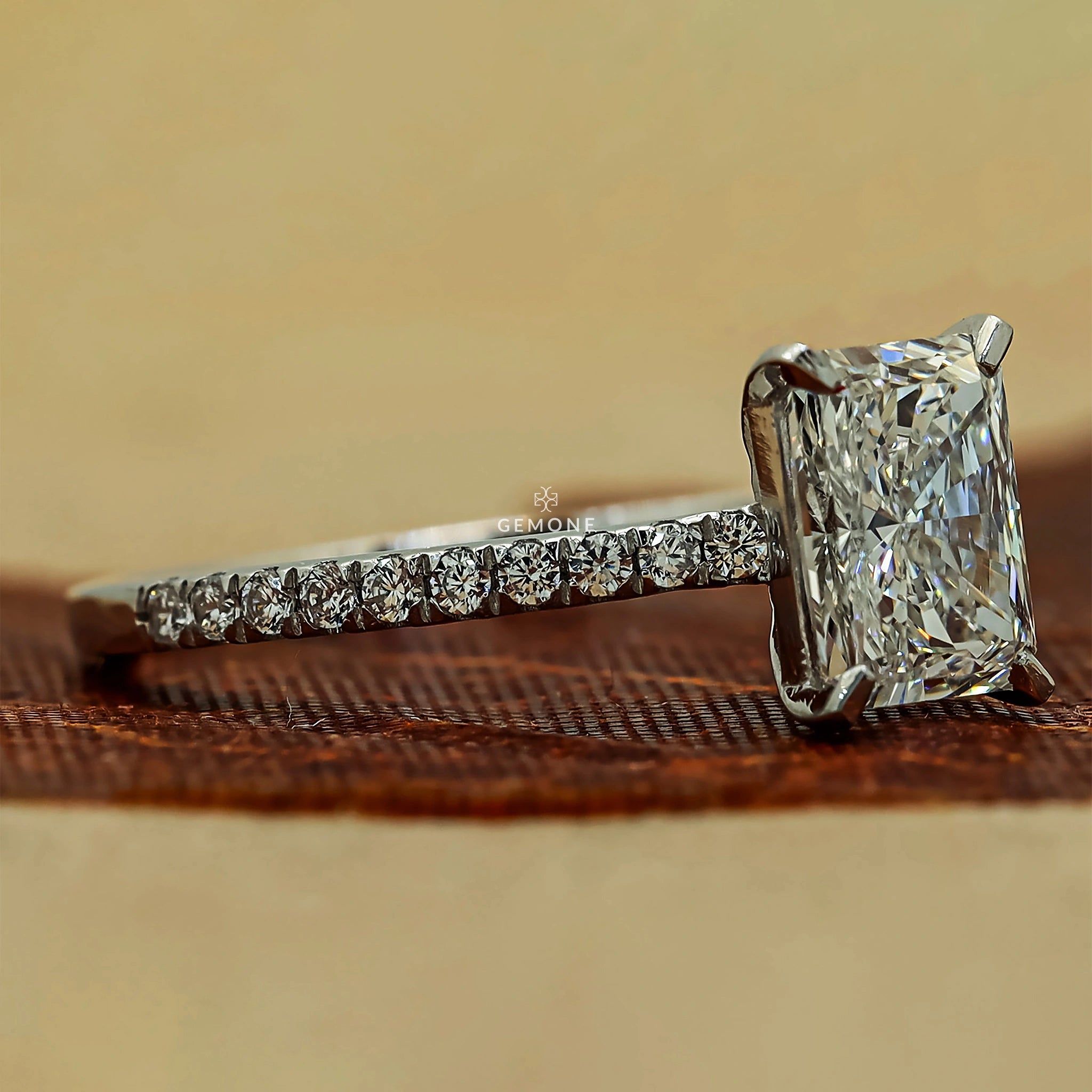 1.20 Carat Radiant Cut Lab Grown Diamonds Ring With Accents