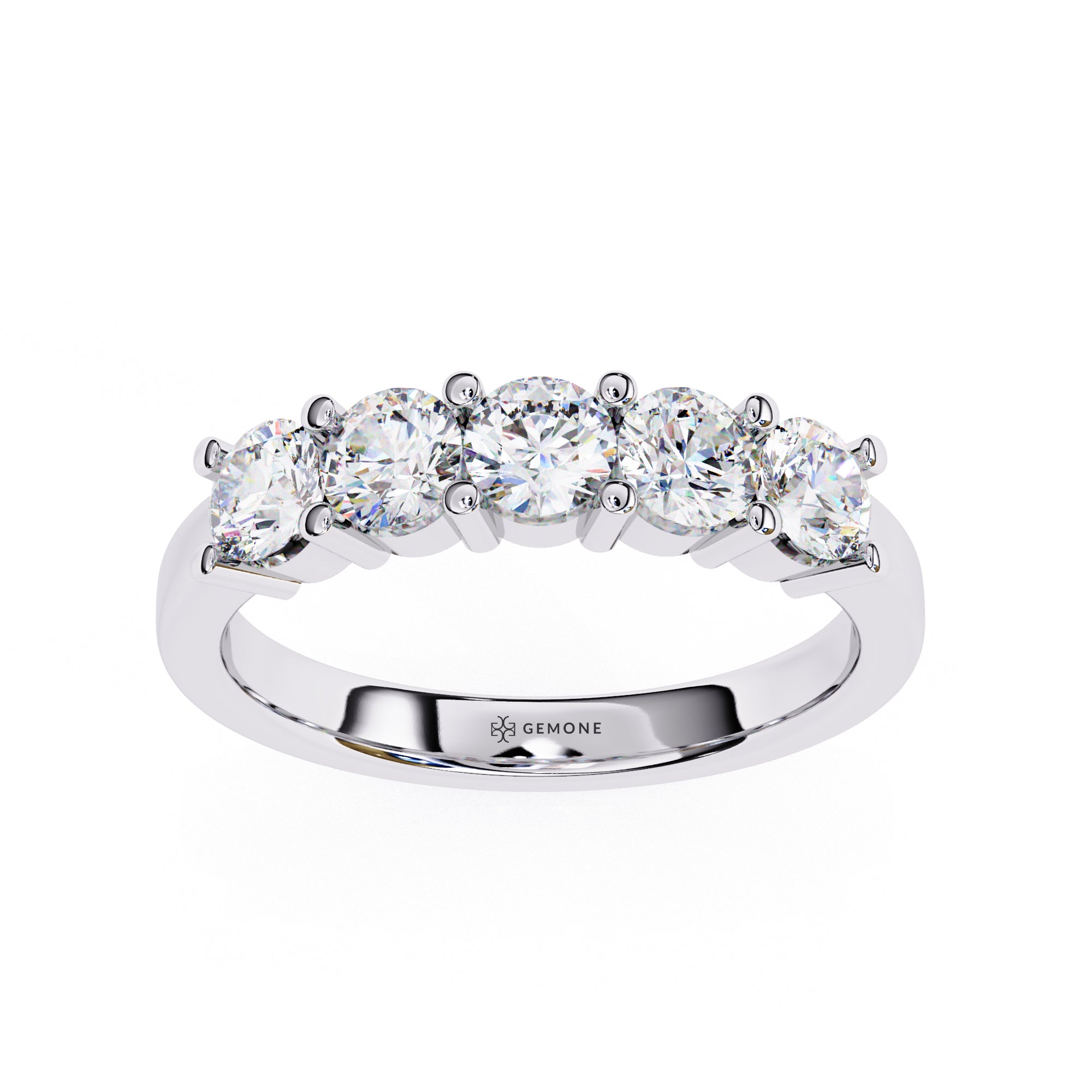 1 Carat Round Cut 5 Stone Diamond Wedding Band In White Gold Eternity Wedding Rings